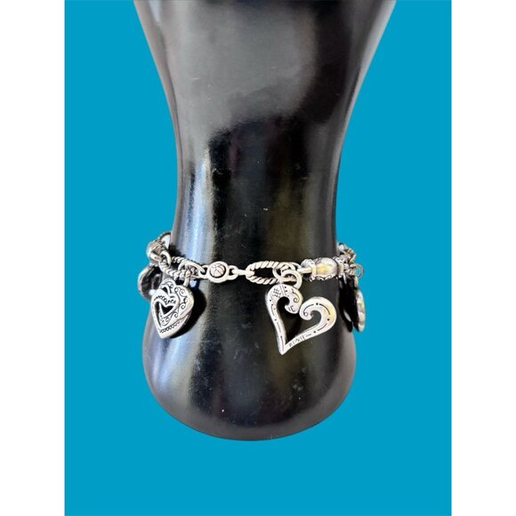 Brighton Retired "L'amore" Collection Multi-Heart Textured Charm Silver bracelet - Picture 6 of 6